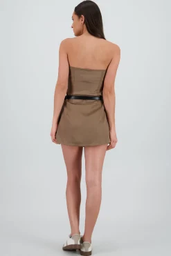 Shasa Front Pockets Romper with Belt