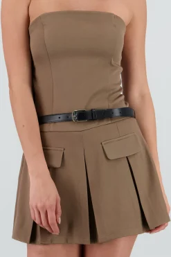 Shasa Front Pockets Romper with Belt