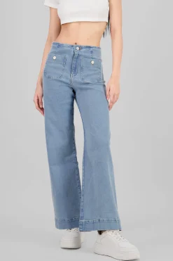 Shasa Front Pockets Wide Leg Jeans