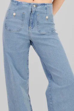 Shasa Front Pockets Wide Leg Jeans