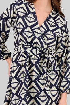 Shasa Geometric Print Long Sleeve Mini Dress