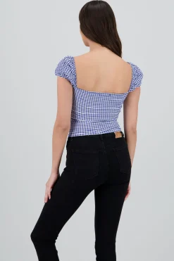 Shasa Gingham Bow Detail Blouse