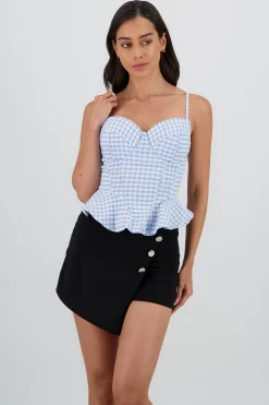 Shasa Gingham Print Corset Blouse