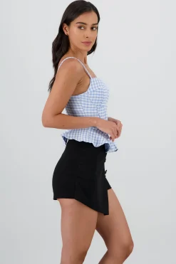 Shasa Gingham Print Corset Blouse