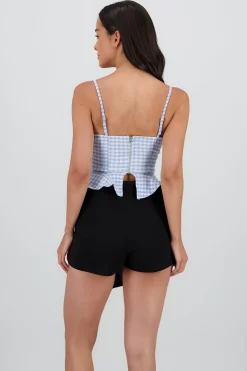 Shasa Gingham Print Corset Blouse