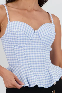 Shasa Gingham Print Corset Blouse