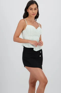 Shasa Gingham Print Corset Blouse