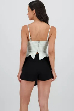 Shasa Gingham Print Corset Blouse