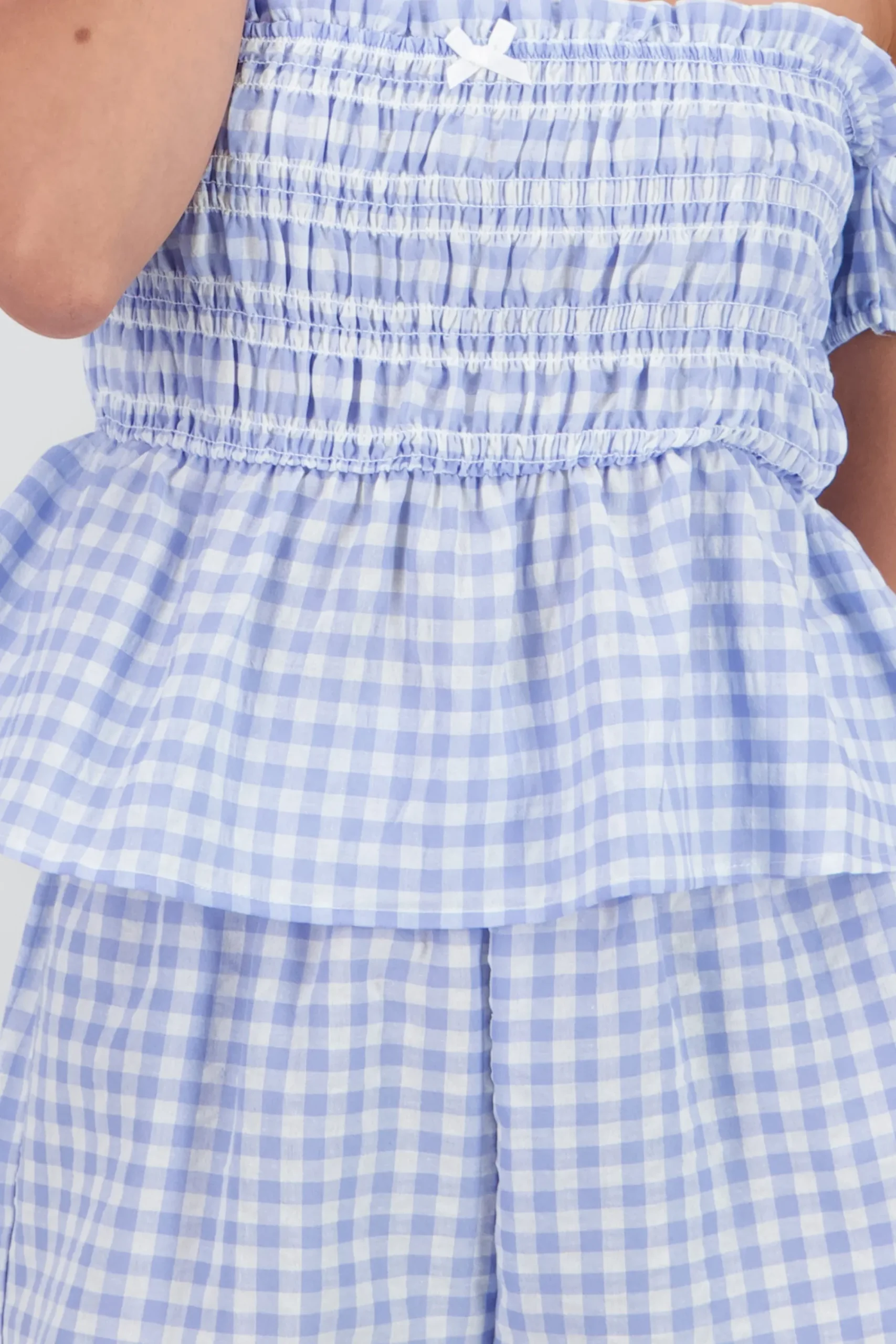 Shasa Gingham Print Peplum Blouse