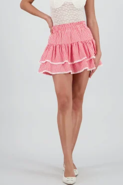 Shasa Gingham Ruffled Skirt
