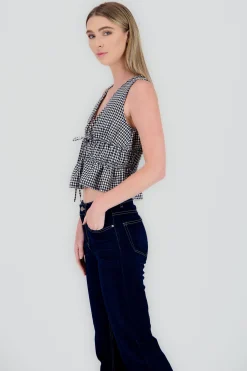 Shasa Gingham Sleeveless Blouse