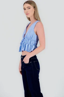 Shasa Gingham Sleeveless Blouse