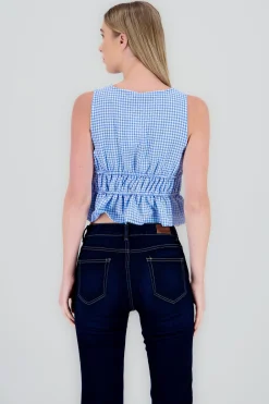 Shasa Gingham Sleeveless Blouse