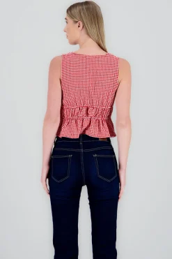 Shasa Gingham Sleeveless Blouse