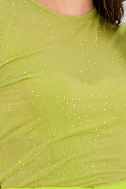 Shasa Glitter Detail Mesh Bodysuit