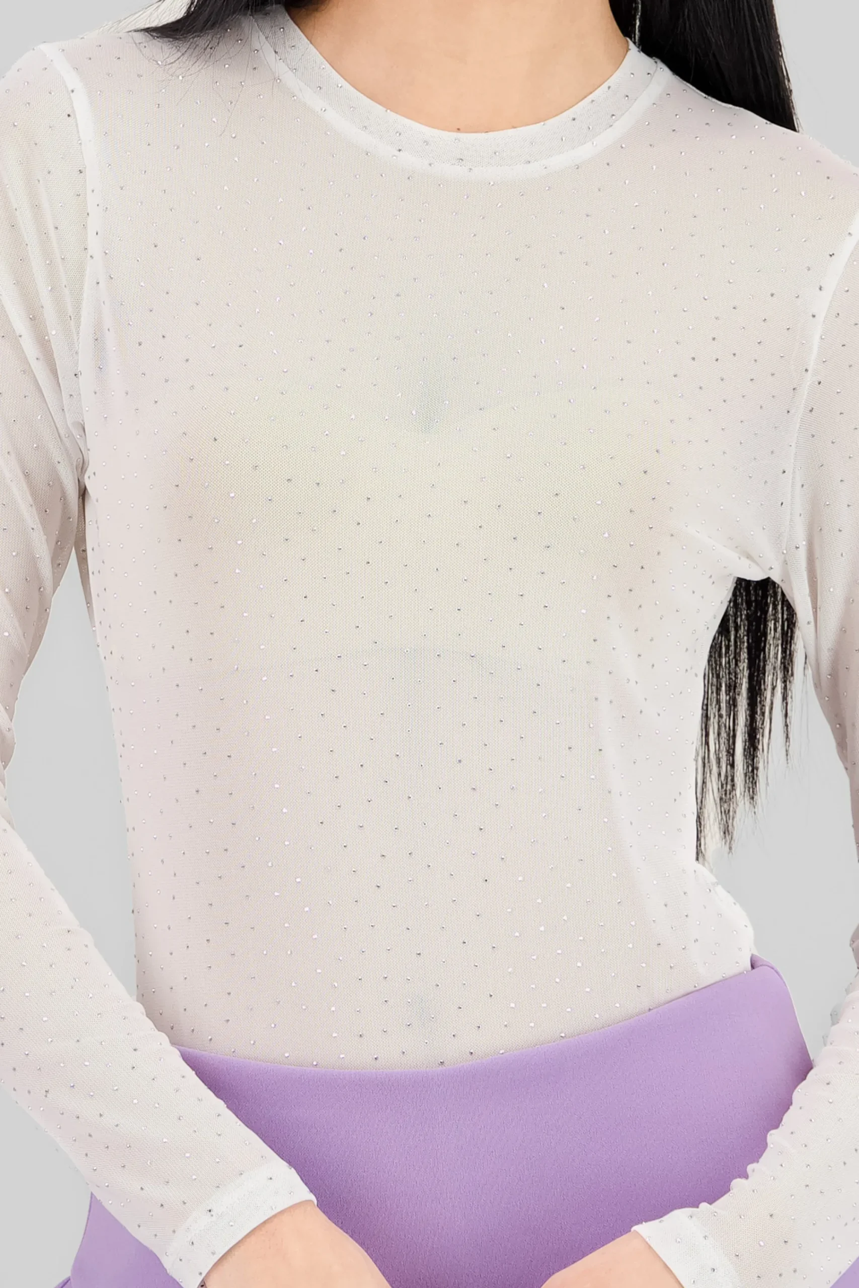 Shasa Glitter Detail Mesh Bodysuit