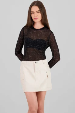 Shasa Glitter Detail Mesh Bodysuit
