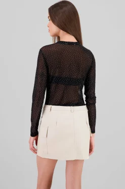 Shasa Glitter Detail Mesh Bodysuit