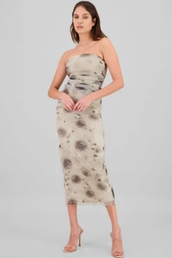 Shasa Glitter Floral Mesh Dress