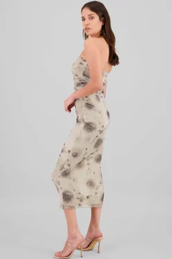 Shasa Glitter Floral Mesh Dress