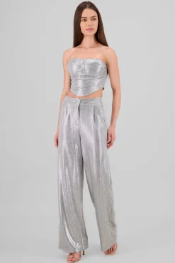 Shasa Glitter Flowy Wide Leg Pants