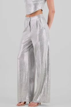 Shasa Glitter Flowy Wide Leg Pants