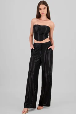Shasa Glitter Flowy Wide Leg Pants