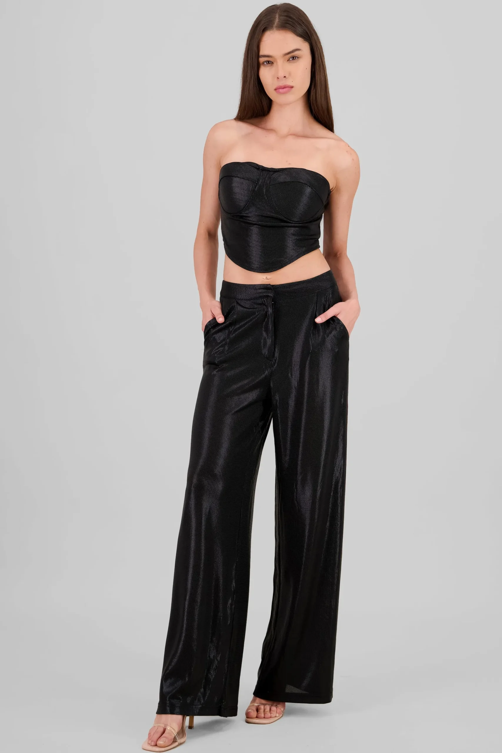 Shasa Glitter Flowy Wide Leg Pants