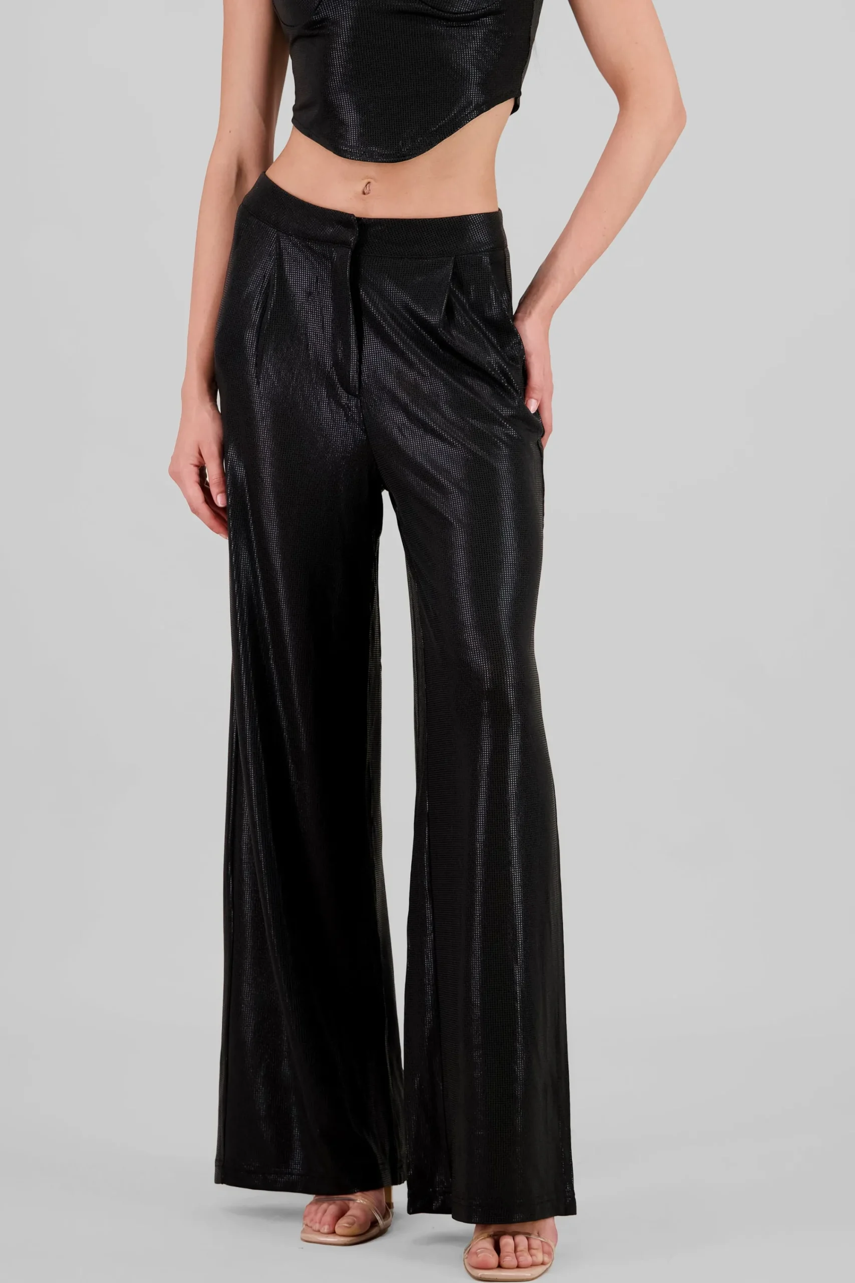 Shasa Glitter Flowy Wide Leg Pants