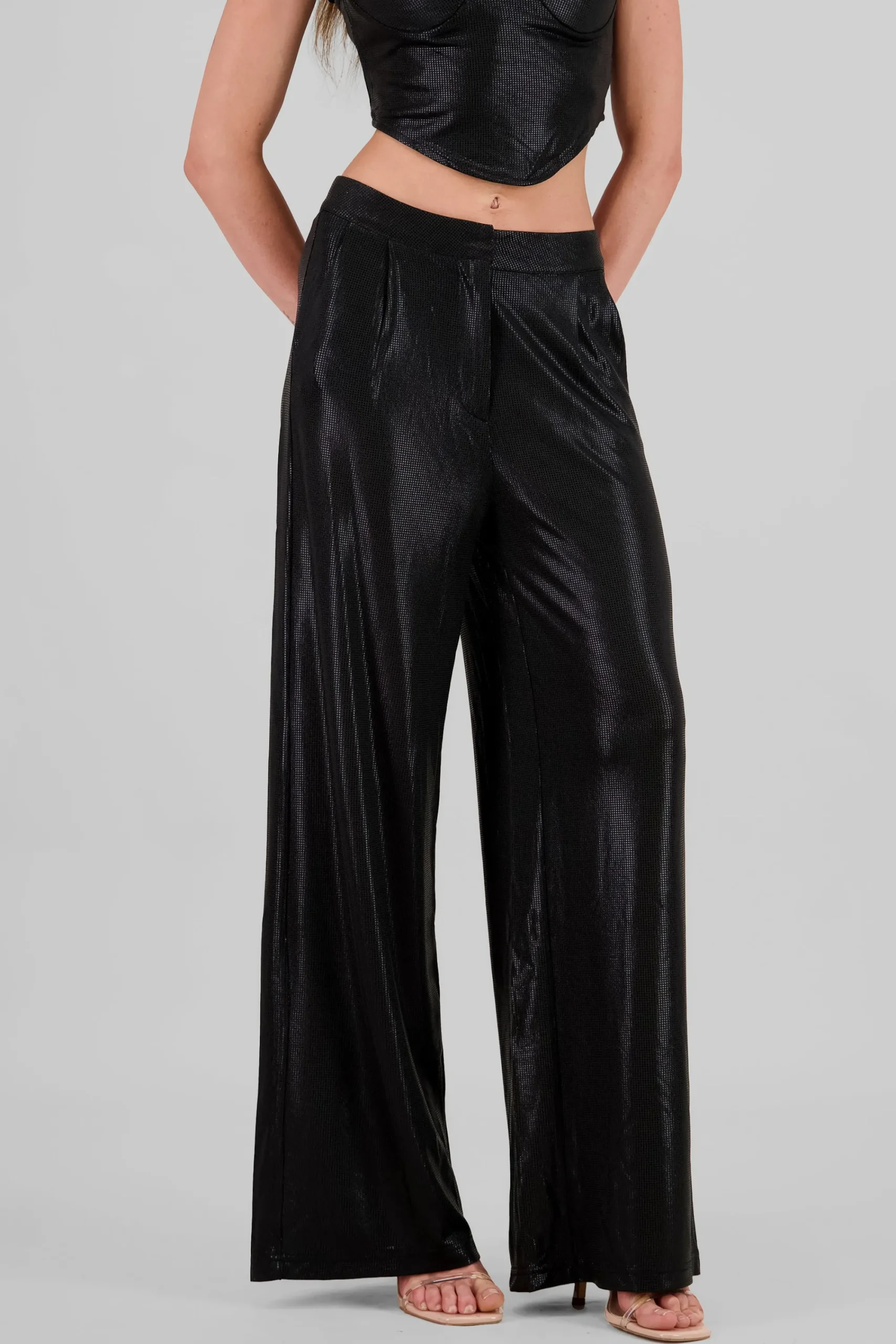 Shasa Glitter Flowy Wide Leg Pants