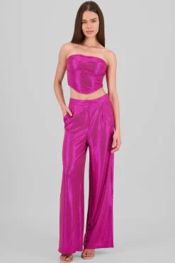 Shasa Glitter Flowy Wide Leg Pants