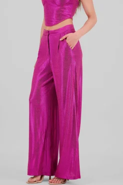 Shasa Glitter Flowy Wide Leg Pants