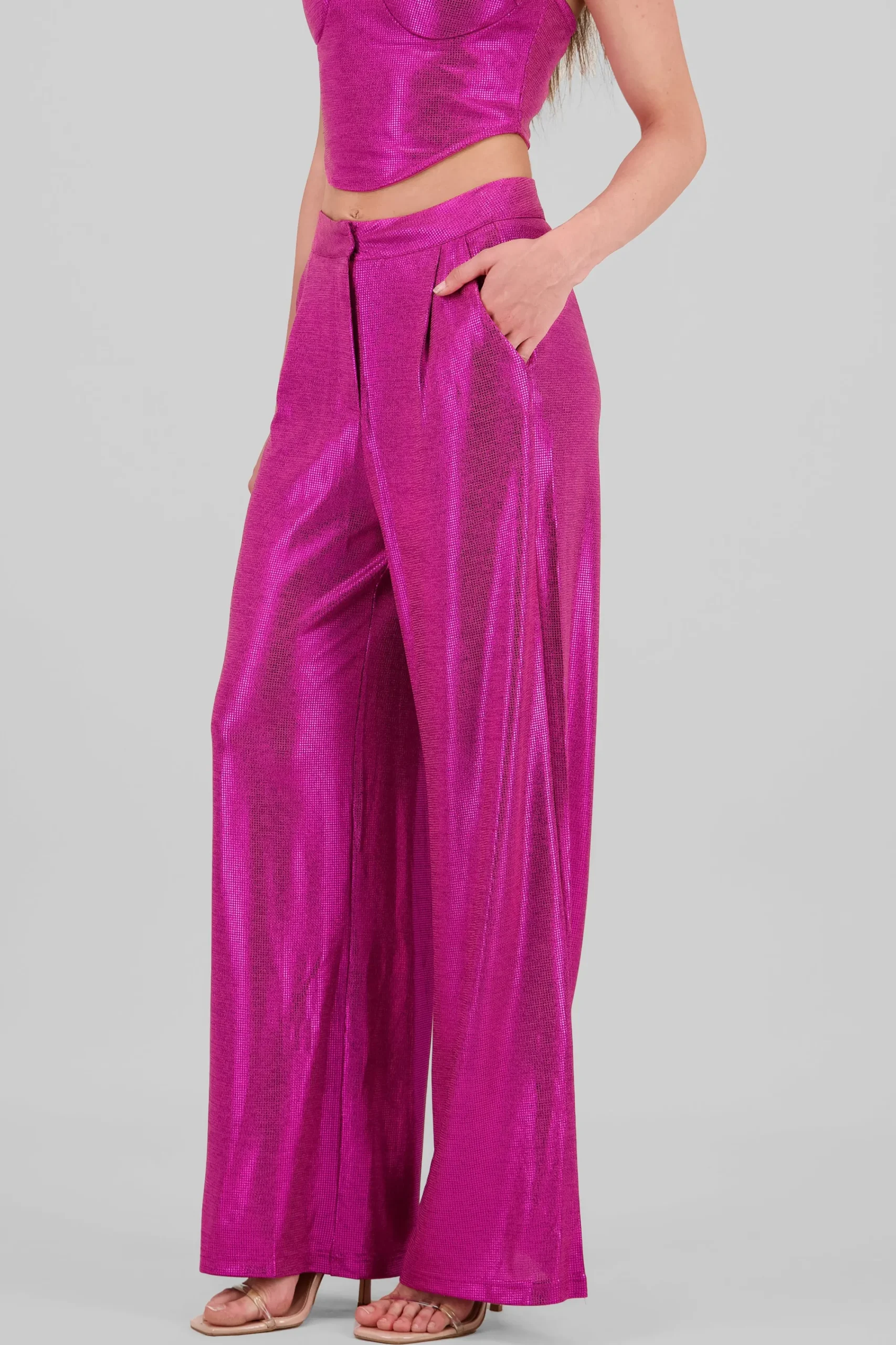Shasa Glitter Flowy Wide Leg Pants