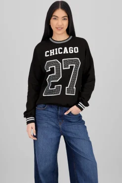 Shasa Glitter Number Print Sports Sweatshirt