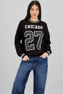 Shasa Glitter Number Print Sports Sweatshirt
