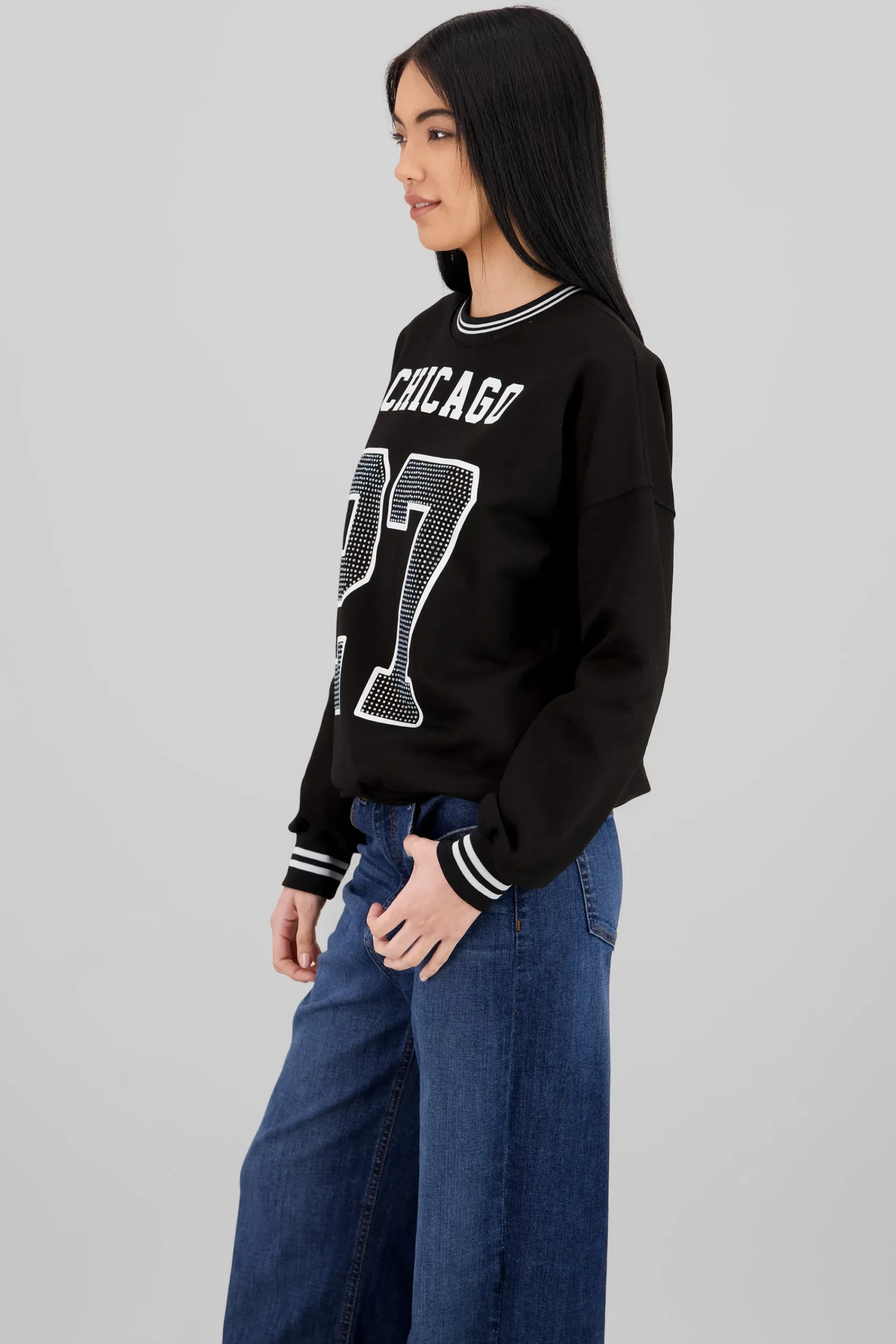 Shasa Glitter Number Print Sports Sweatshirt