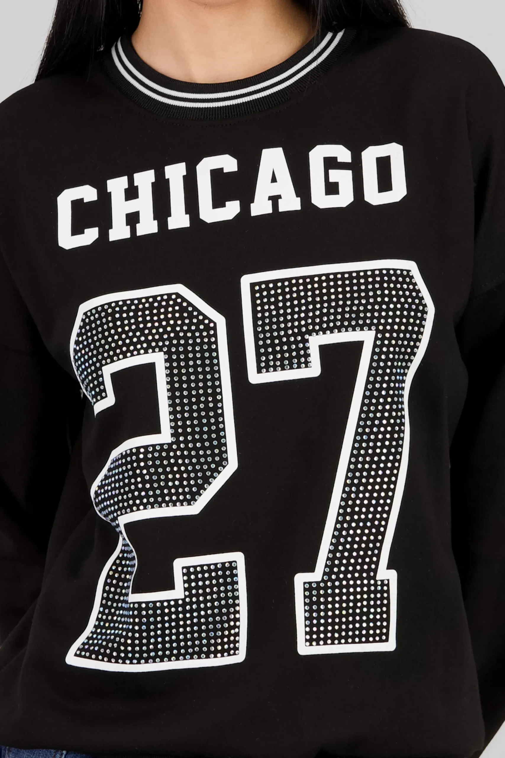 Shasa Glitter Number Print Sports Sweatshirt