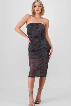 Shasa Glitter Pleated Midi Dress