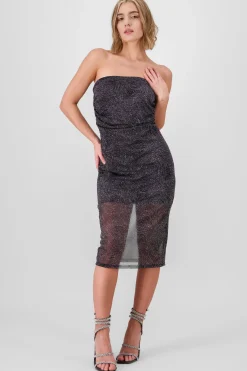 Shasa Glitter Pleated Midi Dress