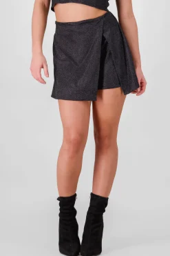 Shasa Glitter Skort with Slit Detail