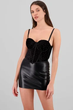 Shasa Glitter Velvet Corset
