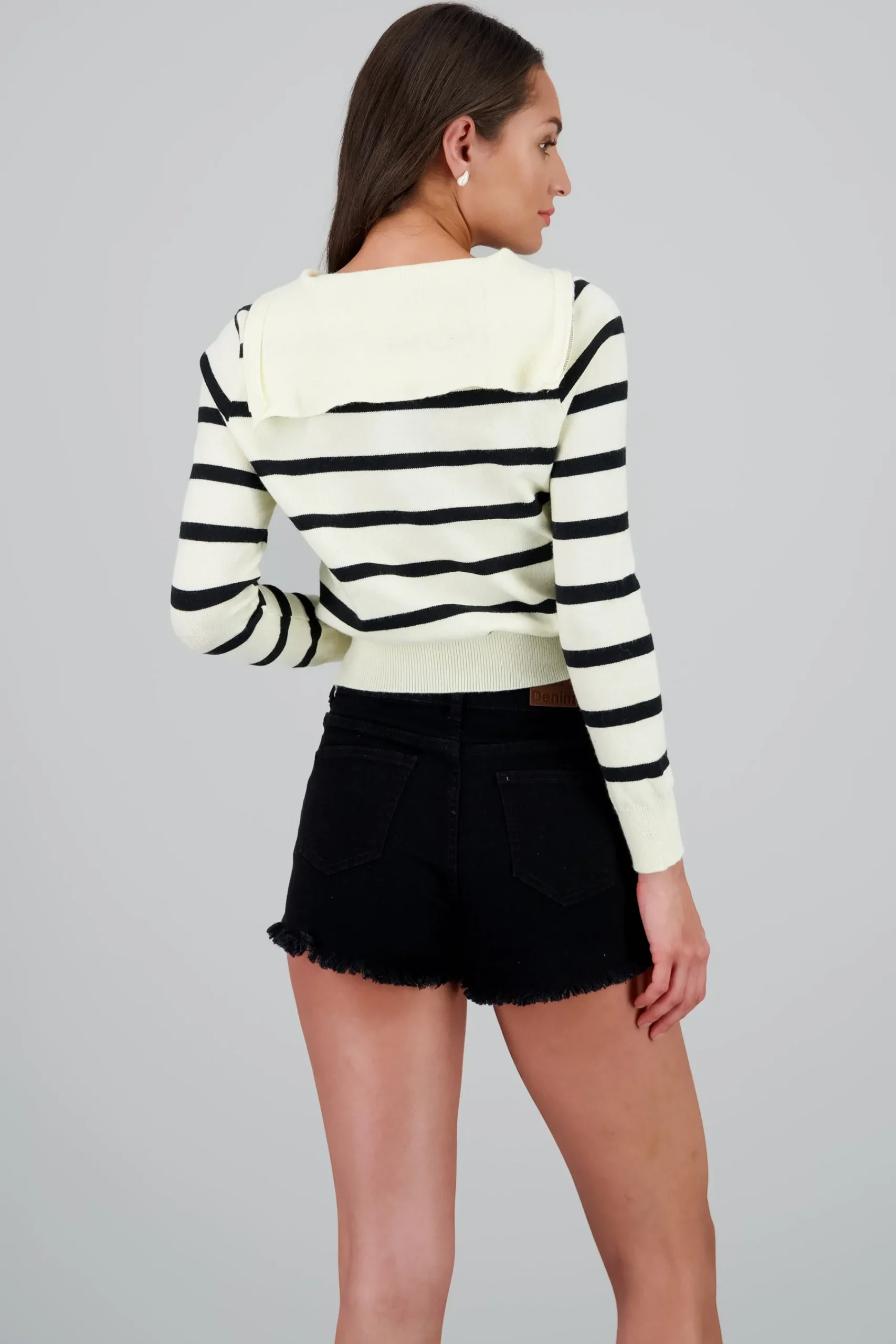Shasa Half Zip Striped Sweater