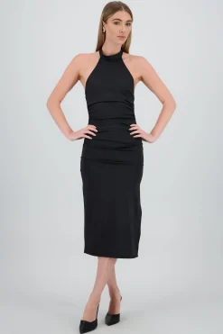 Shasa Halter Draped Midi Dress
