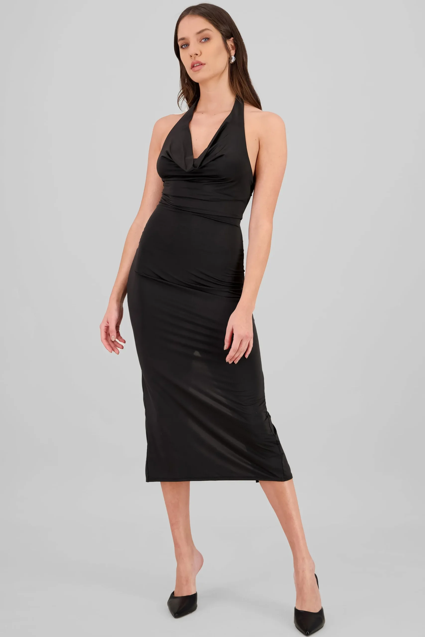 Shasa Halter Neck Cascade Maxi Dress