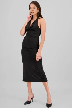 Shasa Halter Neck Cascade Maxi Dress