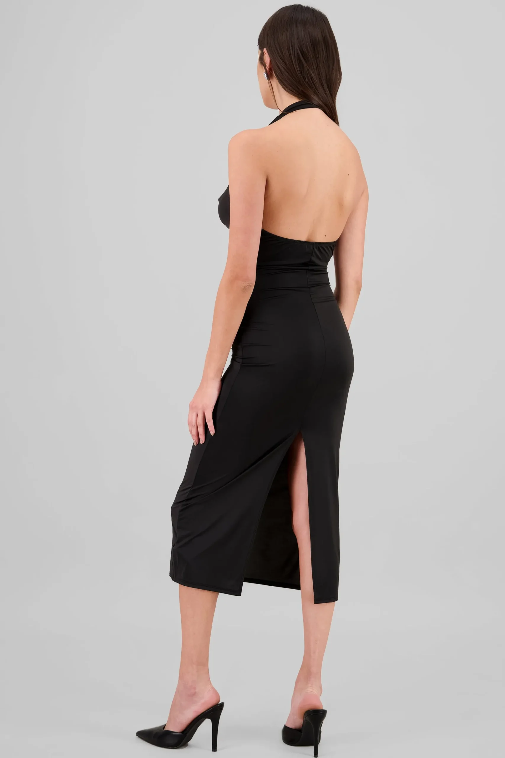 Shasa Halter Neck Cascade Maxi Dress