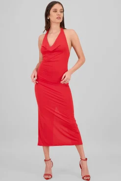 Shasa Halter Neck Cascade Maxi Dress
