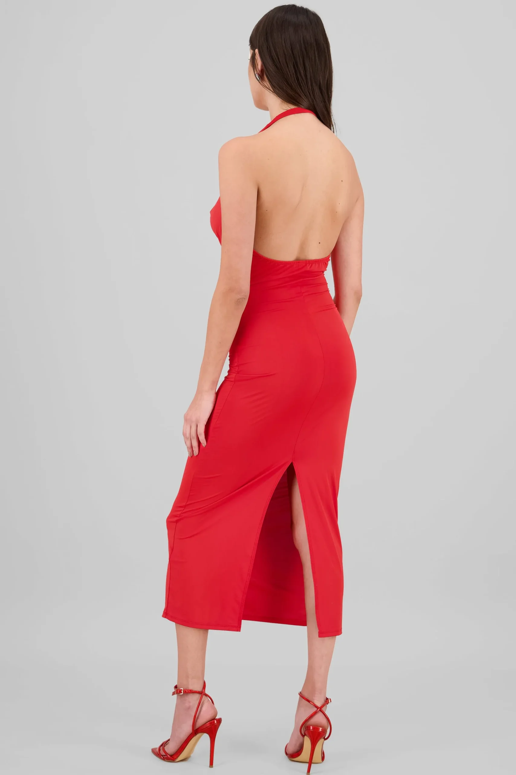 Shasa Halter Neck Cascade Maxi Dress