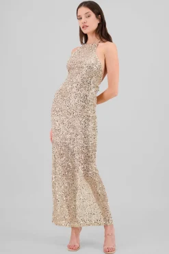 Shasa Halter Sequin Maxi Dress