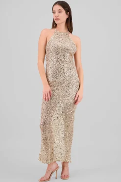 Shasa Halter Sequin Maxi Dress